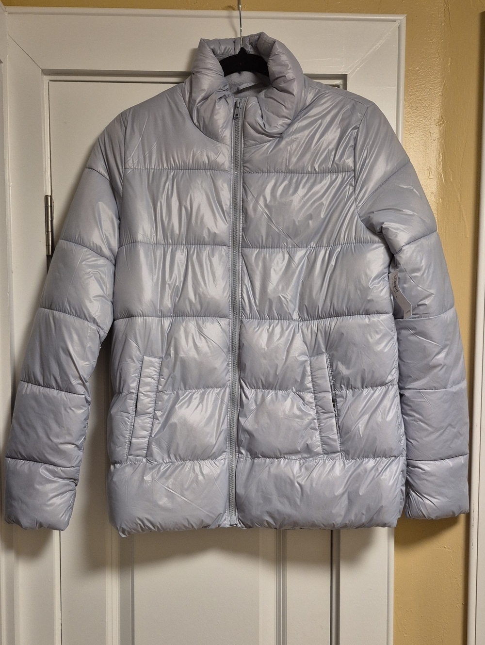 Womens Silver Puffer Jacket Size S